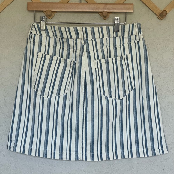 LOFT Blue and White Striped Denim Mini Skirt - Picture 2 of 7